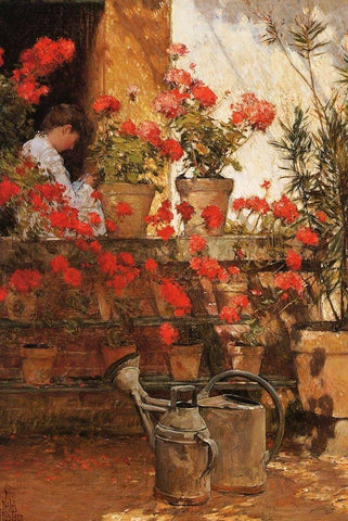 Geraniums by Childe Hassam - Peaceful Wooden Jigsaw Puzzles