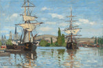Ships Riding on the Seine at Rouen by Monet - Peaceful Wooden Jigsaw Puzzles