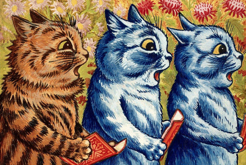 Three Cats Singing by Louis Wain - Peaceful Wooden Jigsaw Puzzles