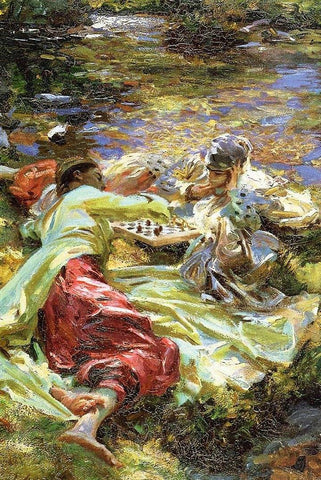 The Chess Game by John Singer Sargent - Peaceful Wooden Jigsaw Puzzles