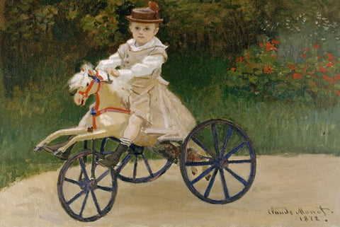 Jean Monet on His Hobby Horse by Monet - Peaceful Wooden Jigsaw Puzzles
